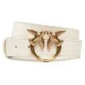 Chaussettes sur Grenoble : Chaussettes Pinko Ceinture femme en cuir blanc et logo dor&eacute; Blanc