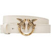 Chaussettes Pinko Ceinture fine femme en cuir blanc et logo bronze