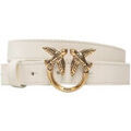 Chaussettes sur Grenoble : Chaussettes Pinko Ceinture fine femme en cuir blanc et logo bronze
