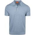 Polo Suitable Knitted Polo Cotton Linen Bleu