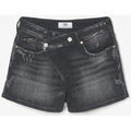 Short sur Grenoble : Short Le Temps des Cerises Short mosta en jeans noir &agrave; fermeture asym&eacute;trique Noir