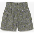 Short Le Temps des Cerises Bermuda fost kaki &agrave; motif fleuri Vert