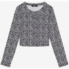T-shirt enfant Le Temps des Cerises Cardigan alvagi &agrave; motif floral bleu nuit et blanc Bleu