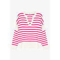 Pull Le Temps des Cerises Pull lobelie &agrave; rayures roses Rose