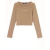 T-shirt enfant Le Temps des Cerises Crop top albegi marron clair