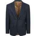 Vestes sur Grenoble : Veste Suitable Colbert Herringbone Laine M&eacute;rinos Marine Bleu