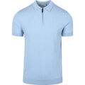 Tee-shirts sur Grenoble : T-shirt Suitable Knitted Polo Demi-Zip Bleu Clair