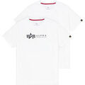Tee-shirts sur Grenoble : T-shirt Alpha Industries Alpha Label T-Shirt 2 Pack - white