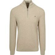 Pull Gant Half Zip Pull Micro Textured Beige