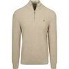 Pull Gant Half Zip Pull Micro Textured Beige