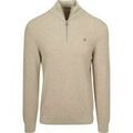 Pull Gant Half Zip Pull Micro Textured Beige