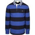 Polos sur Grenoble : Polo Gant Polo Heavy Rugger Shield Rayures Marine Royal Blue