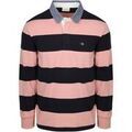Pull Gant Polo Heavy Rugger Shield Rayures Marine Rose