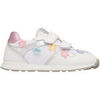 Baskets basses enfant Naturino Sneakers en cuir et tissu avec des fleurs appliqu&eacute;es LUCY VL. Blanc