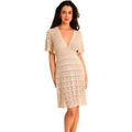 Robes sur Grenoble : Robe courte Selmark Robe de plage manches courtes d&eacute;collet&eacute; profond COMPLEMENTOS Beige