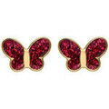 Boucles d'oreille sur Grenoble : Boucles oreilles Brillaxis Puces d'oreilles papillon fuchsia or jaune 9 carats