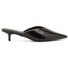 T-shirt Vera Collection Mules en verni &agrave; bout pointu et petit talon, Noire Noir