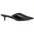 Tee-shirts sur Grenoble : T-shirt Vera Collection Mules en verni &agrave; bout pointu et petit talon, Noire Noir