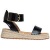 Espadrilles Vera Collection Sandale compens&eacute;e en corde &agrave; large bride, Noire Noir