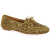 Chaussures bateau Reqin's Mocassins cuir velours l&eacute;opard Marron