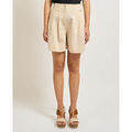 Short Yes Zee Short femme en m&eacute;lange lin Beige