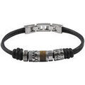 Bracelets sur Grenoble : Bracelets Fossil Bracelet homme cuir noir et perles en acier