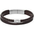 Bracelets Fossil Bracelet homme cuir tress&eacute; brun Blanc Grenoble
