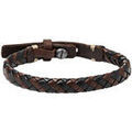 Bracelets Fossil Bracelet homme cuir tress&eacute; marron et noir Marron Grenoble