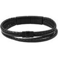 Bracelets Fossil Bracelet homme cuir noir multi-rangs Grenoble