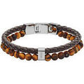 Bracelets Fossil Bracelet homme cuir marron et oeil de tigre Grenoble
