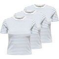 Tee-shirts sur Grenoble : T-shirt Only Femme T-shirt Paquet de 3 ONLLUPE STRIPE TEE 3P