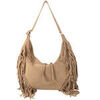 Sac Bandouliere Orciani Sac Peach Fringe Small en daim couleur biscuit