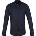 Chemise Suitable Chemise Col Am&eacute;ricain Fleurs Bleu Fonc&eacute; Bleu Grenoble