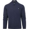 Pull Gant Halfzip Wool Sweater Logo Marine M&eacute;langer Bleu