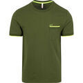 T-shirt Sun68 Piqu&eacute; T-Shirt Fluo Rayures Vert Army Vert