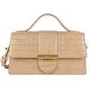 Sac &agrave; main LANCASTER Sac baguette A rabat avec fermoir M Croco Ily Naturel Beige
