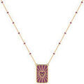 Colliers sur Grenoble : Collier Les Georgettes Collier Les Cadettes Totem laiton dor&eacute; laqu&eacute; magenta Jaune