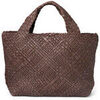 Sac &agrave; main Vison&agrave; Sac Vison&agrave; Esmeralda en cuir tress&eacute; couleur marron fonc&eacute;