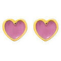 Boucles d'oreille sur Grenoble : Boucles oreilles Brillaxis Boucles d'oreilles plaqu&eacute; or coeur laque rose Jaune