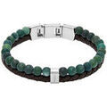 Bracelets Fossil Bracelet cuir et perles de malachite