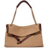 Sac Bandouliere Orciani Sac Zanzibar Midi en tissu et cuir couleur biscuit