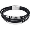 Bracelets Lotus Bracelet Style cuir noir 4 rangs avec perles d'acier