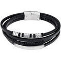 Bracelets sur Grenoble : Bracelets Lotus Bracelet Style cuir noir 4 rangs avec perles d'acier