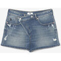 Short sur Grenoble : Short Le Temps des Cerises Short mosta en jeans bleu &agrave; fermeture asym&eacute;trique Bleu