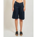 Short Guess Bermuda femme en denim pliss&eacute; Bleu Grenoble
