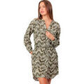 Robes sur Grenoble : Robe courte Admas Robe estivale boutonn&eacute;e manches longues Safari Vert