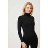 Maillots de corps Ysabel Mora T-shirt thermique noir &agrave; manches longues et col montant Noir