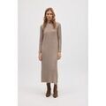 Robes sur Grenoble : Robe Ysabel Mora Robe longue en maille c&ocirc;tel&eacute;e marron Marron