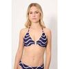 Maillots de bain Ysabel Mora Haut de bikini triangle &agrave; imprim&eacute; vagues marines, bonnet B Marine