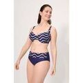 Maillots de bain sur Grenoble : Maillots de bain Ysabel Mora Bas de bikini taille haute &agrave; imprim&eacute; vagues marines Marine